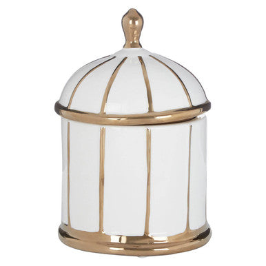 Coletta Small White and Gold Ceramic Jar