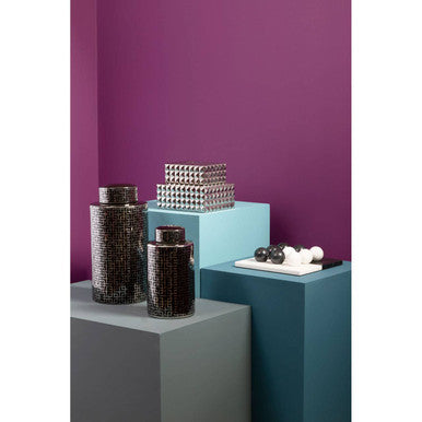 Daria Black And Silver Finish Small Ceramic Jar