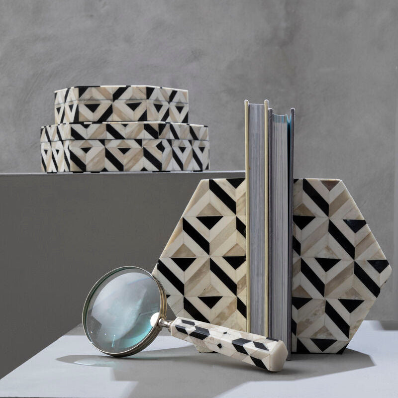 Harlo Ivory and Black Set of 2 Trinket Boxes