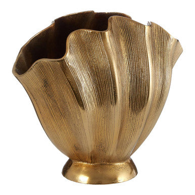 Estrella Small Fluted Gold Finish Vase