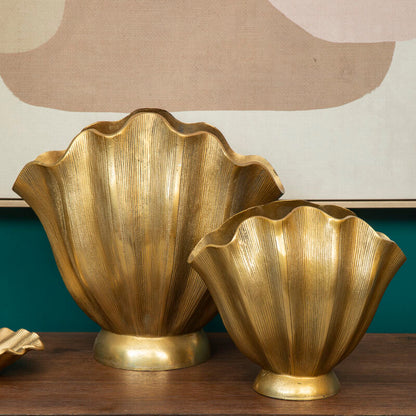 Estrella Large Gold Finish Fluted Vase