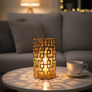 Large Gold Hurricane Candle Holder | Delphi