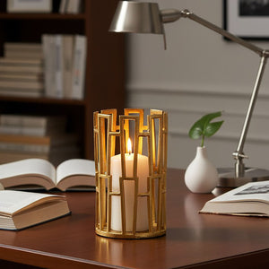 Small Candle Holder in Gold Finish | Delphi