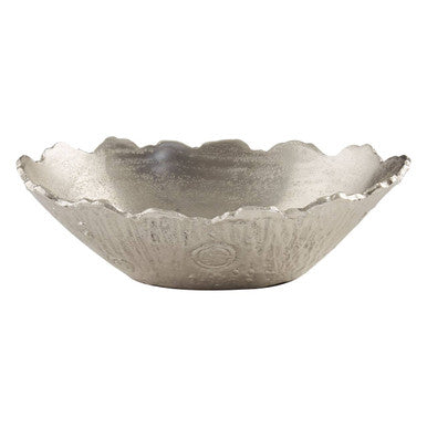 Silver decorative bowl on a white background