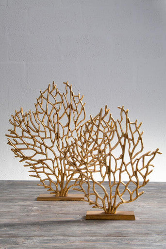 Prato Small Gold Finish Coral Sculpture