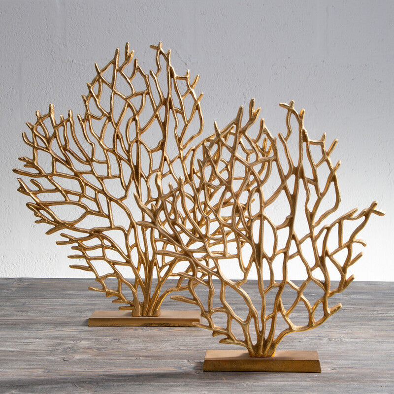 Prato Large Gold Finish Coral Sculpture