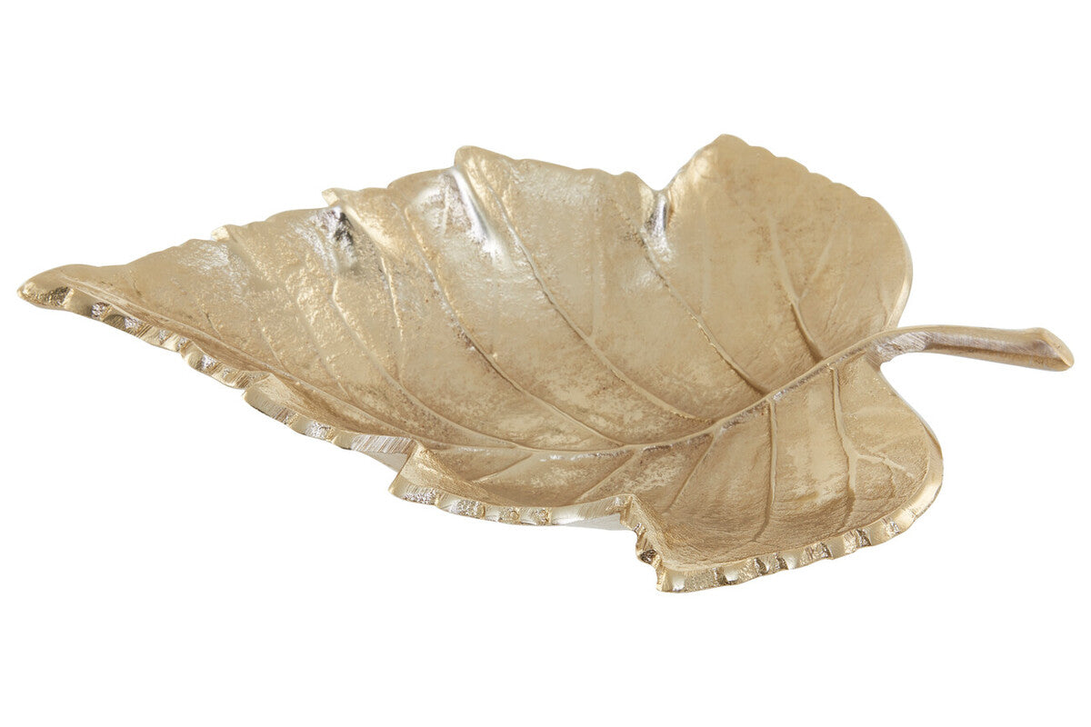 Prato Gold Finish Leaf Dish