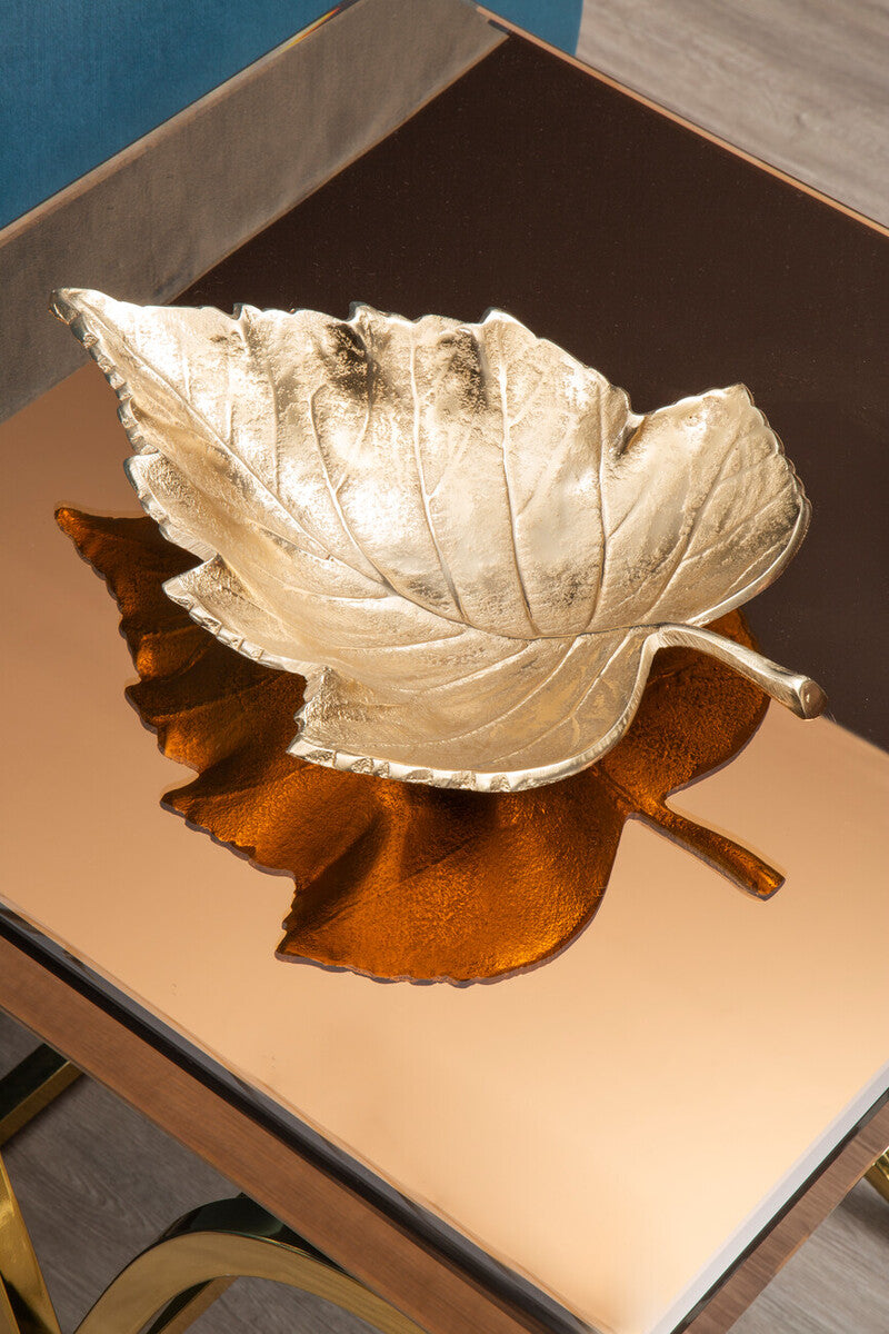 Prato Gold Finish Leaf Dish - Image 3