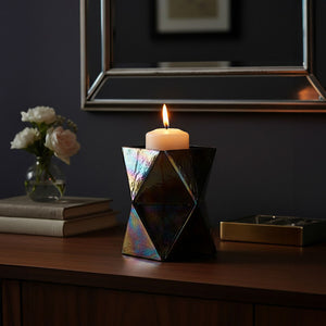 Large Oil Slick Glass Candle Holder | Rambia