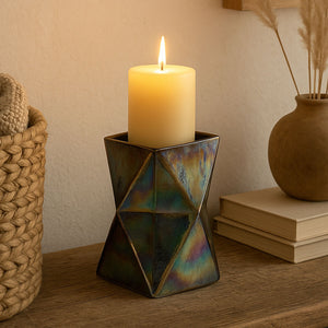 Small Oil Slick Glass Candle Holder | Rambia