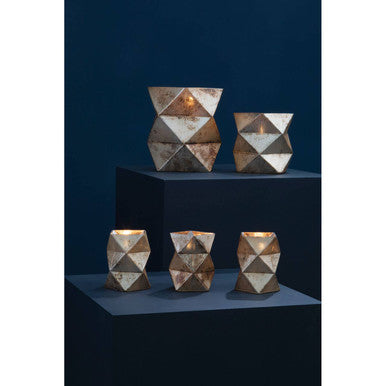 Rambia Large Gold Finish Glass Candle Holder