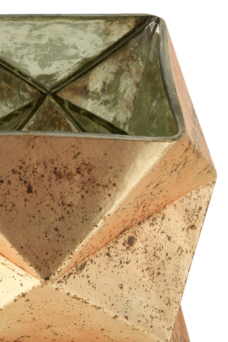Rambia Small Gold Finish Glass Candle Holder