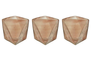 Set of 3 Pink Glass Candle Holders | Rambia