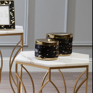 Bowerbird Large Gold And Black Hair on Leather Trinket Box
