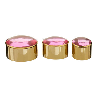 Nixie Set of 3 Trinket Boxes with Pink Lids