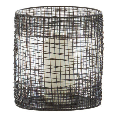 Trento Glass and Black Finish Metal Cylindrical Lantern