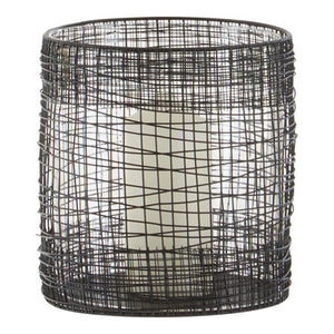 Trento Glass and Black Finish Metal Cylindrical Lantern
