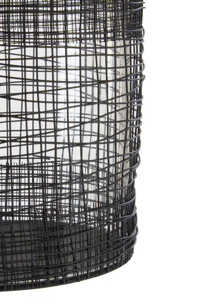 Trento Glass and Black Finish Metal Cylindrical Lantern