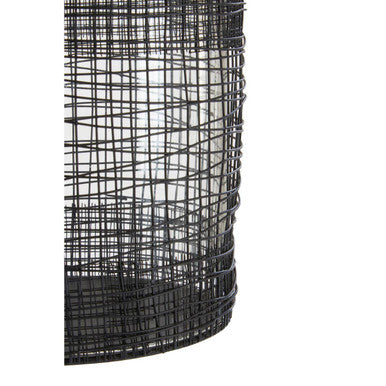 Trento Glass and Black Finish Metal Cylindrical Lantern