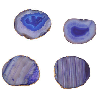 Bowerbird Agata Blue And Gold Coasters