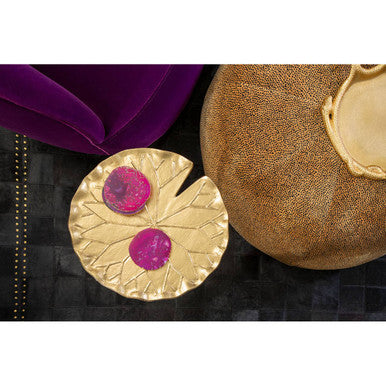 Bowerbird Set of 4 Agate Pink And Gold Coasters