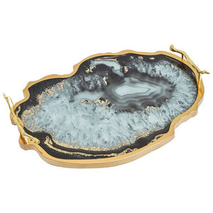 Celina Black And Gold Agate Tray