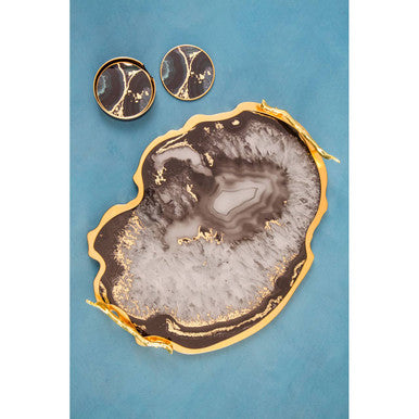 Celina Black And Gold Agate Tray