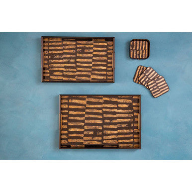 Celina Set Of Four Square Black and Gold Coasters