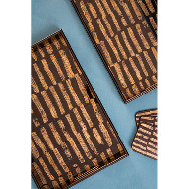 Celina Set Of Four Square Black and Gold Coasters