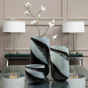 Carra Large Grey And Black Brushstroke Vase