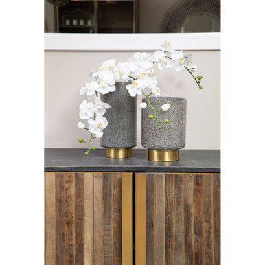 Cleo Large Grey And Gold Vase