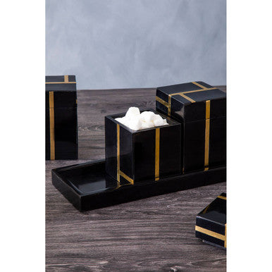 Odell Black and Gold Set of 3 Jars with Tray - Image 3