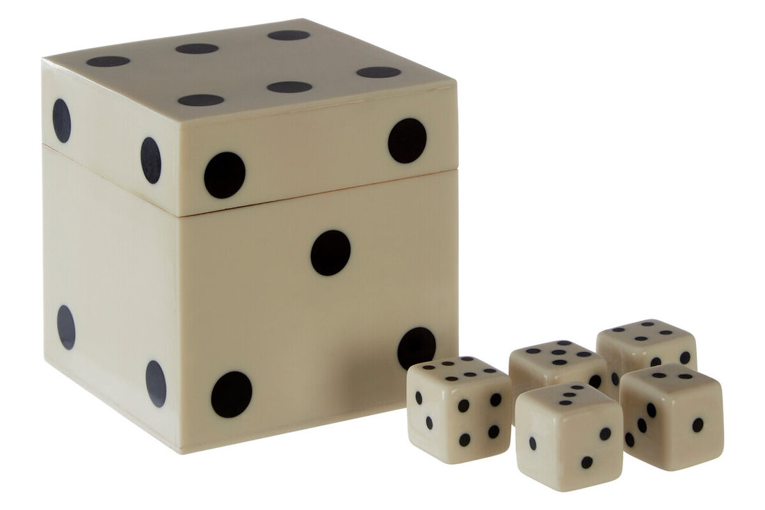 Churchill Games White and Black Dice Box with 5 Dice - Image 5
