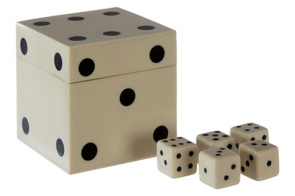 Churchill Games White and Black Dice Box with 5 Dice