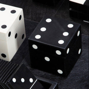 Black and White Dice Box with 5 Dice | Churchill Games