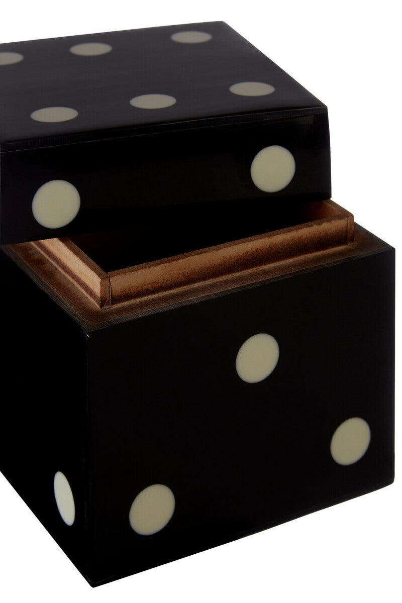 Churchill Games Black And White Dice Box With 5 Dice