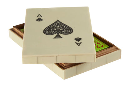 Churchill Games Cream Two Section Card Box with Playing Cards