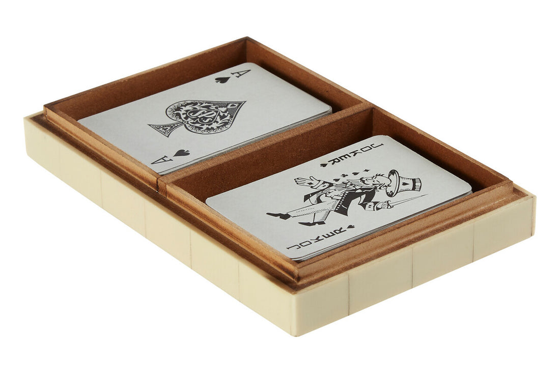 Churchill Games Cream Two Section Card Box with Playing Cards - Image 4