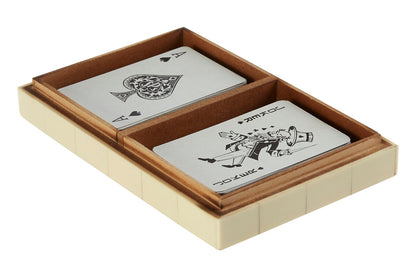 Churchill Games Cream Two Section Card Box with Playing Cards
