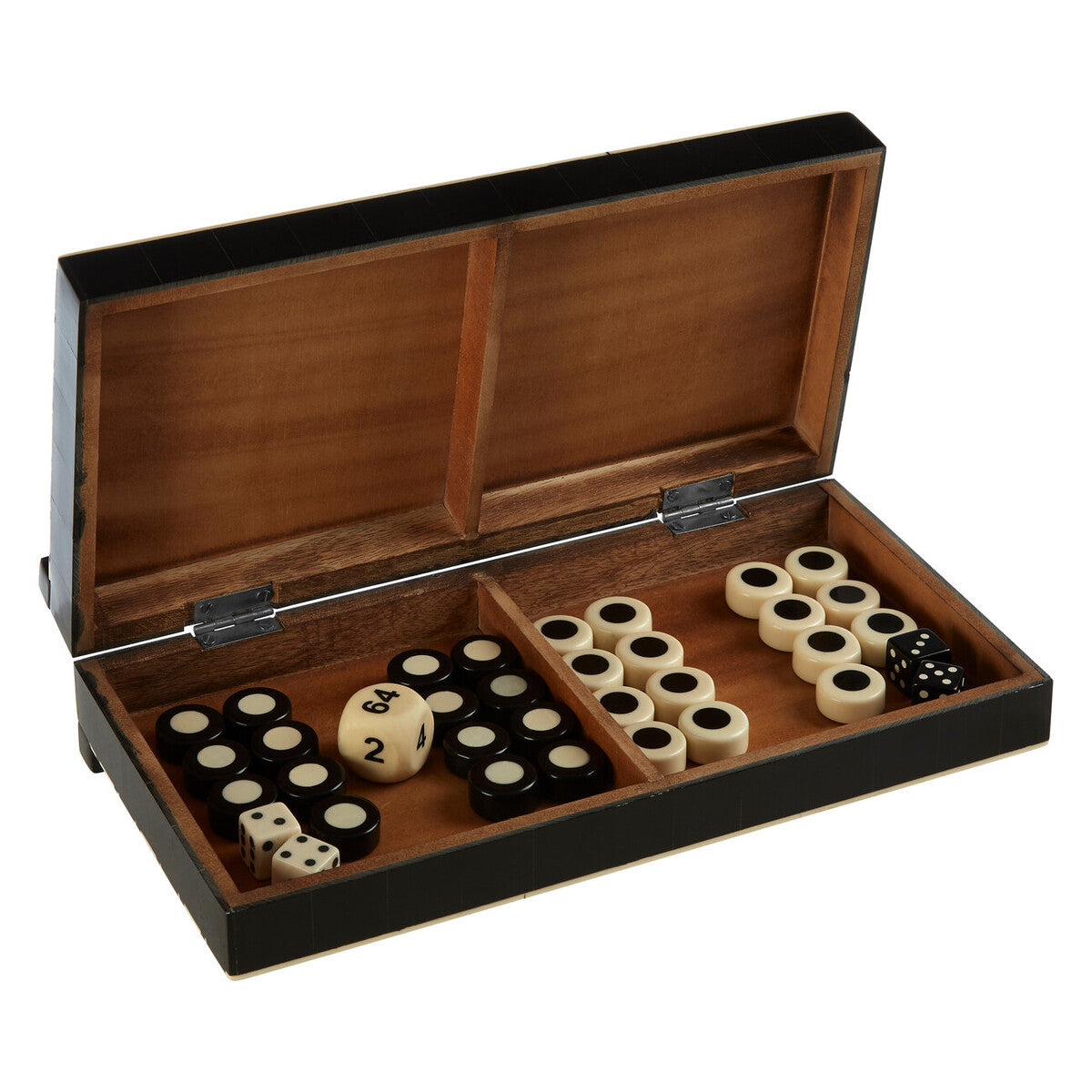 Churchill Games Black And White Foldable Backgammon Set