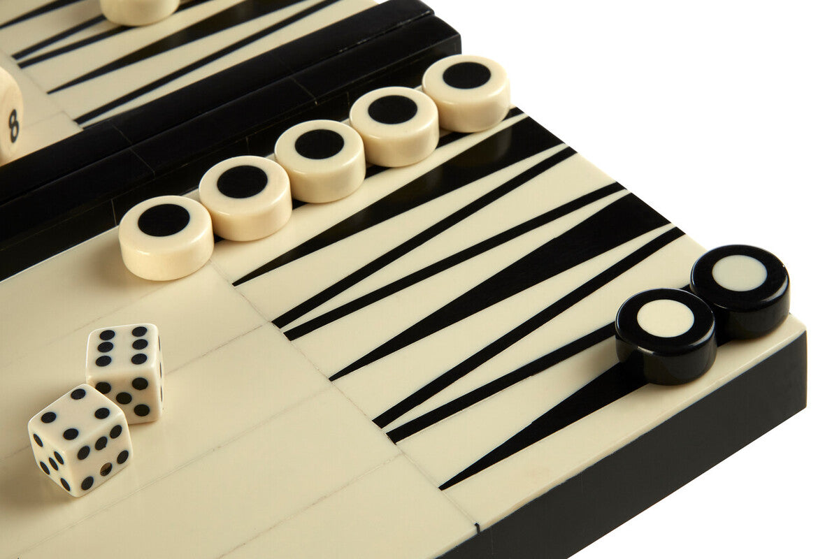 Churchill Games Black And White Foldable Backgammon Set