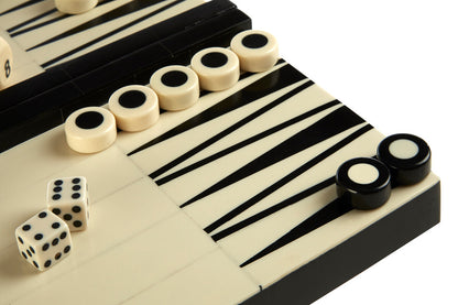 Churchill Games Black And White Foldable Backgammon Set
