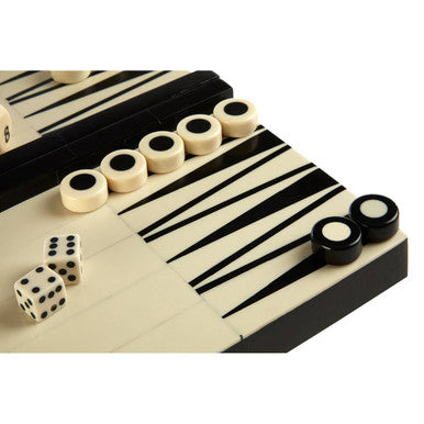 Churchill Games Black And White Foldable Backgammon Set