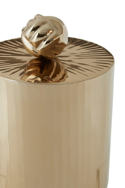 Amreli Small Vertical Textured Gold Metal Trinket Box