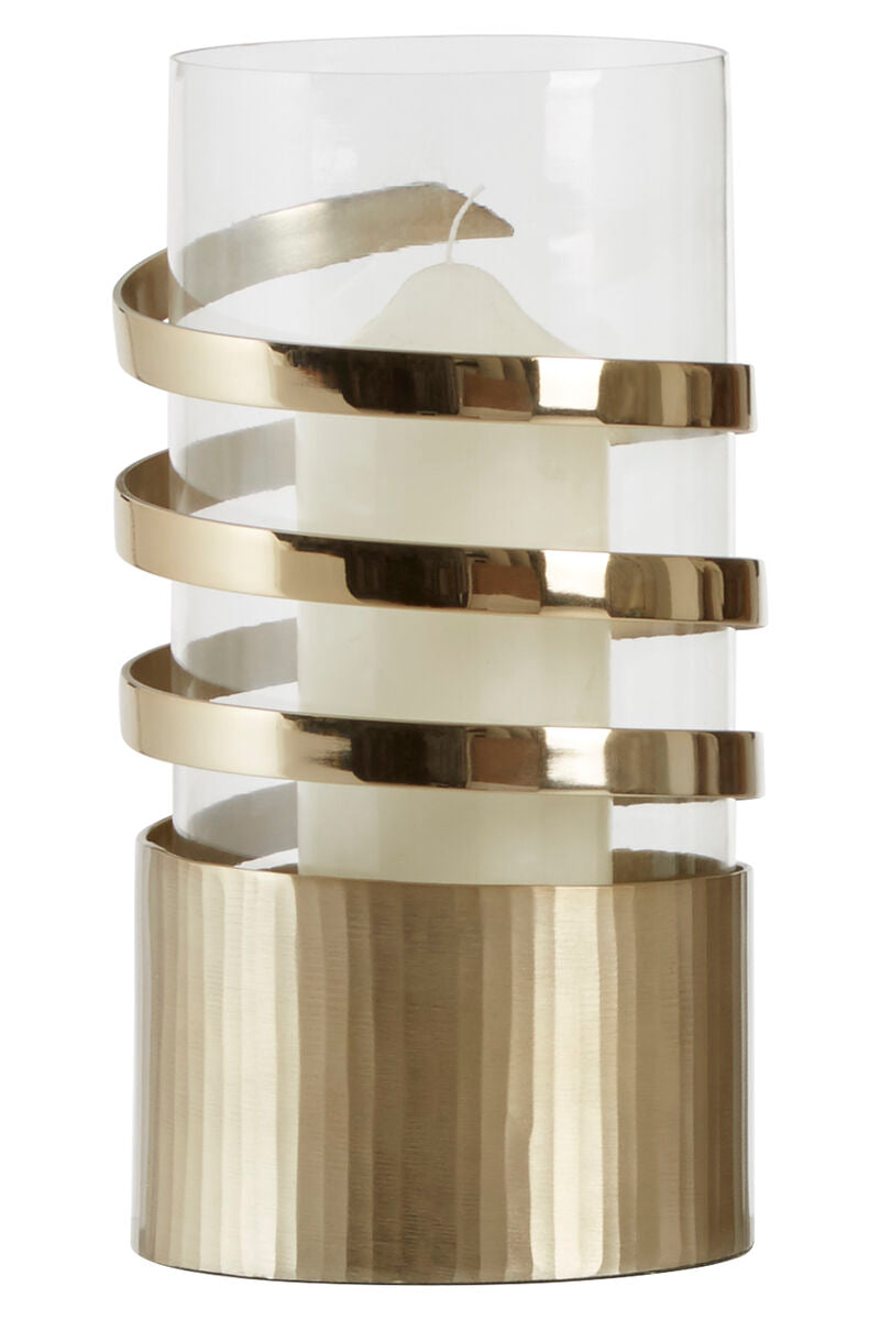 Amreli Large Vertical Textured Gold Metal Hurricane Candle Holder - Image 4