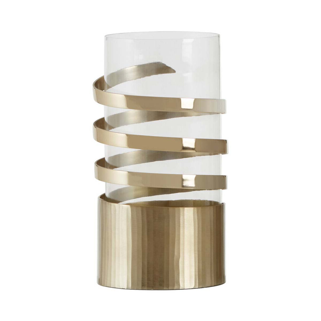 Amreli Large Vertical Textured Gold Metal Hurricane Candle Holder