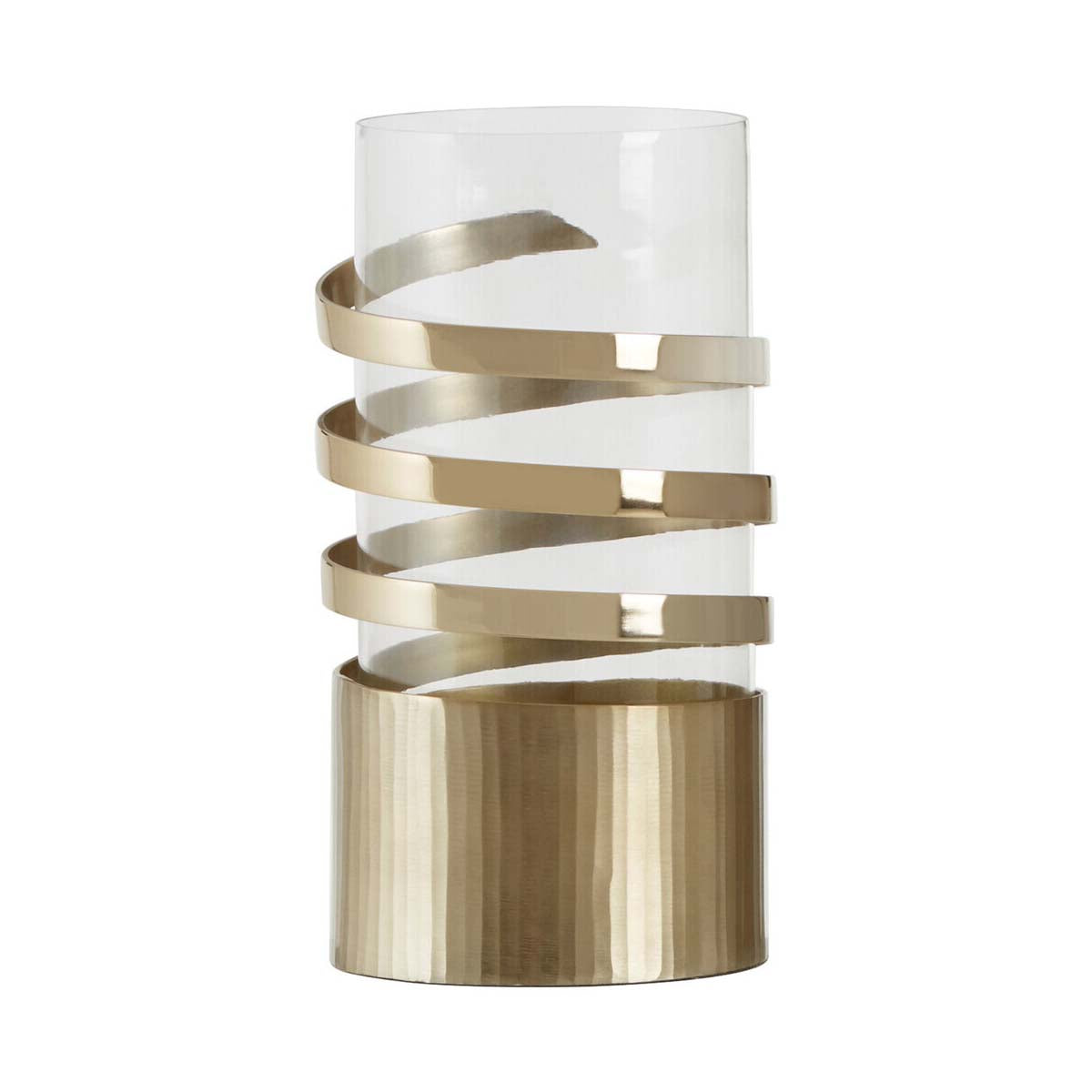 Amreli Large Vertical Textured Gold Metal Hurricane Candle Holder