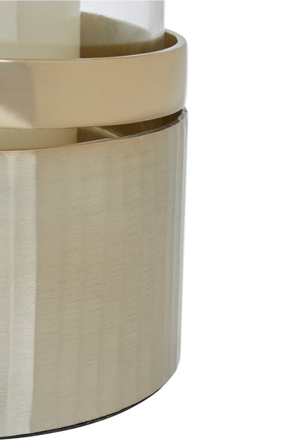 Amreli Small Vertical Textured Gold Metal Hurricane Candle Holder