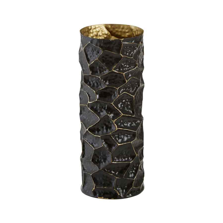 Akola LargeMetal Vase in Black and Gold