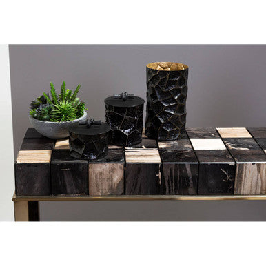 Akola Largemetal Vase In Black And Gold